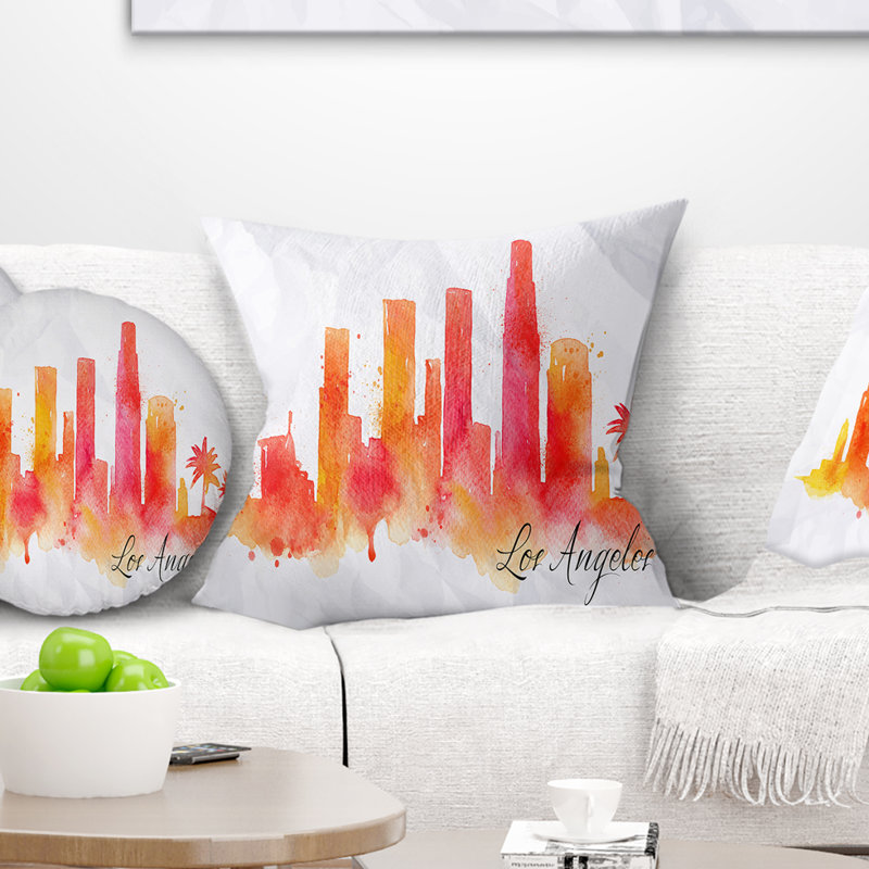 Coussin Los Angeles, 16 po x 1 po, Coussin décoratif, Blanc