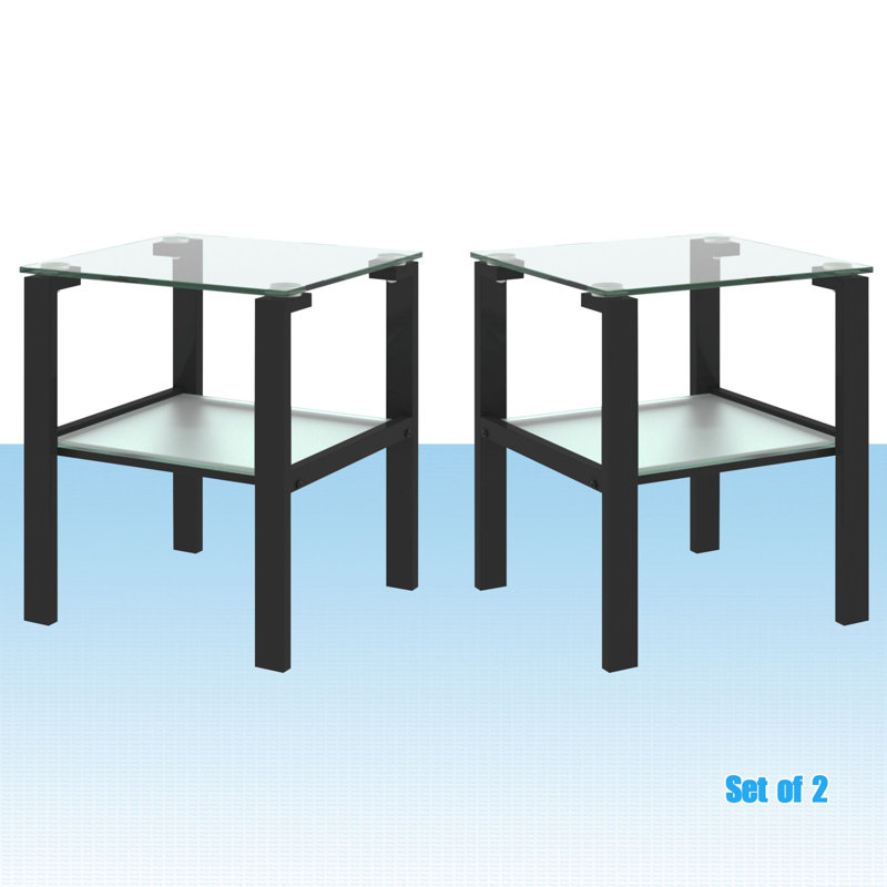 Ensemble de tables de bout en verre Eshanti, Noir