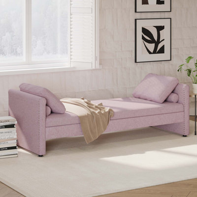 Lit de jour simple avec 2 tiroirs, aucun matelas nécessaire, parfait pour les salons et les bureaux, tissu de lin