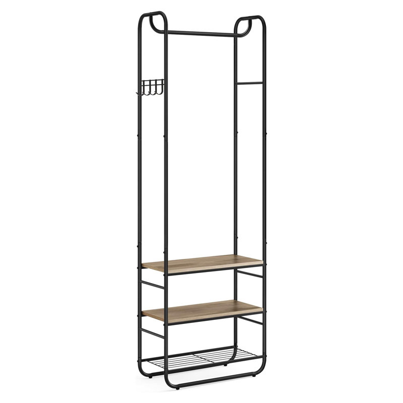 Bayoleth Metal Freestanding 4 - Hook Coat Rack, Camel Brown
