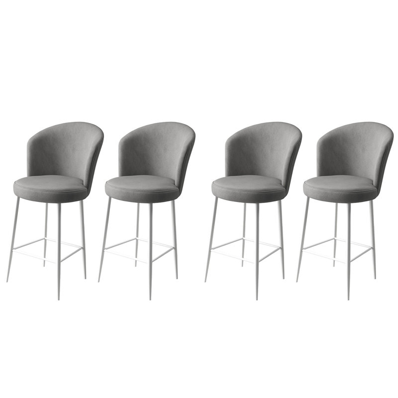 Ensemble de tabourets de bar modernes (4 pièces), gris et blanc, 18,1 po x 42,1 po x 15,7 po | Structure 100% métal, tissu Babyface, hauteur du dossier: 14,6 pouces, hauteur du siège: 27,6 pouces | Sièges élégants et confortables pour la cuisine et la salle à manger