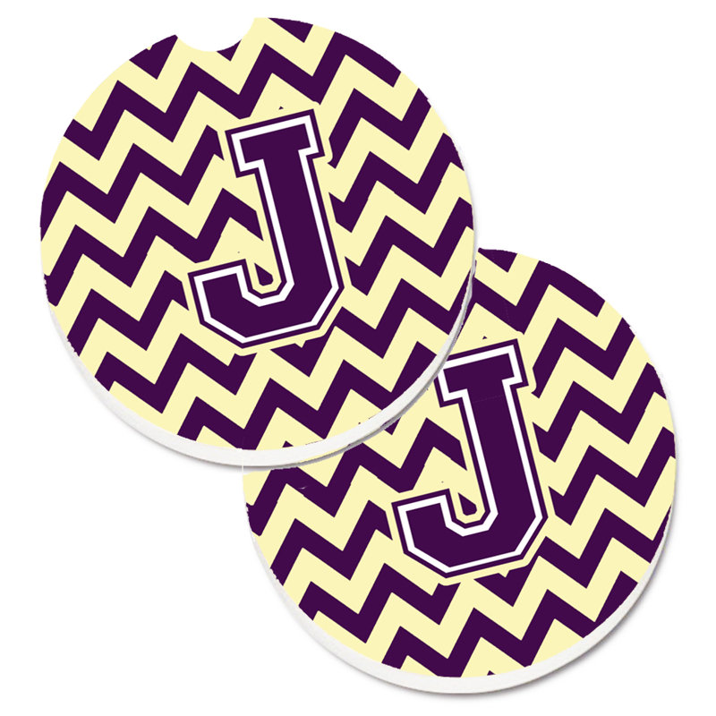 Sous-verre pour voiture, J, Mauve / doré