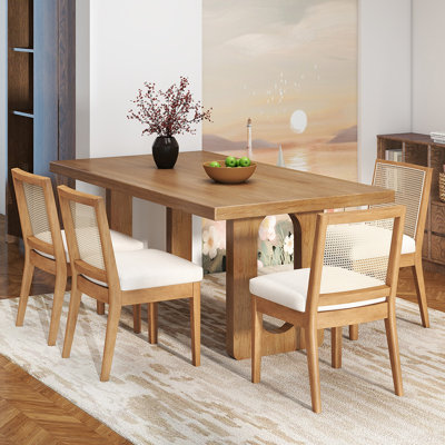 Chaises d'appoint et chaises d'appoint en bois massif avec dossier en rotin