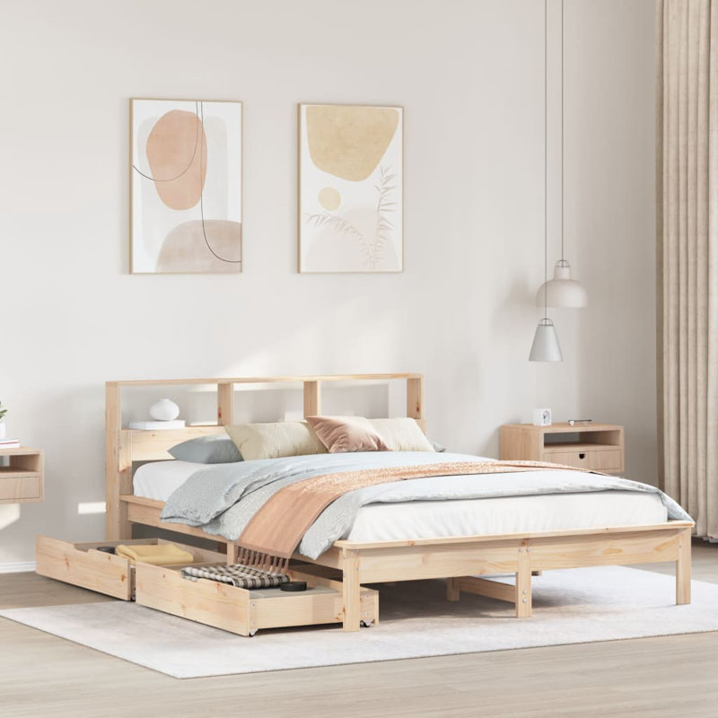 Juengel Solid Wood Storage Bed, Small Double (4'), Brown