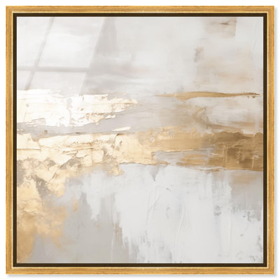 Melted Goldscape II Framed High-Gloss Acrylic Glass Wall Art Boho Golden Art by Art Remedy, Gold Frame, 16 x 16