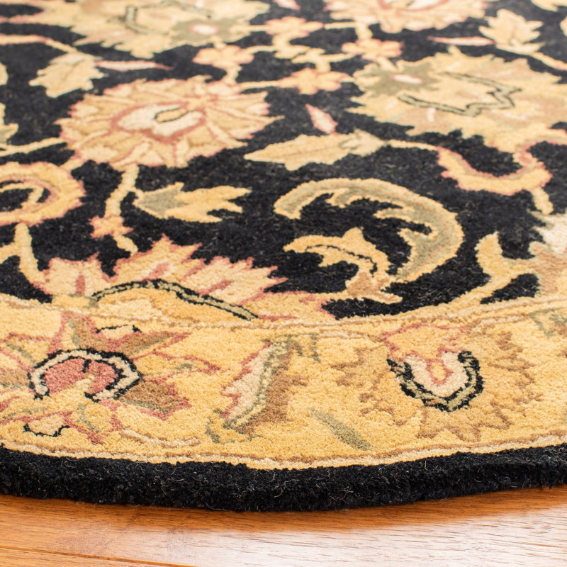 Tapis oriental multicolore en laine touffeté à la main Amabel, Rond 3 pi 6 po