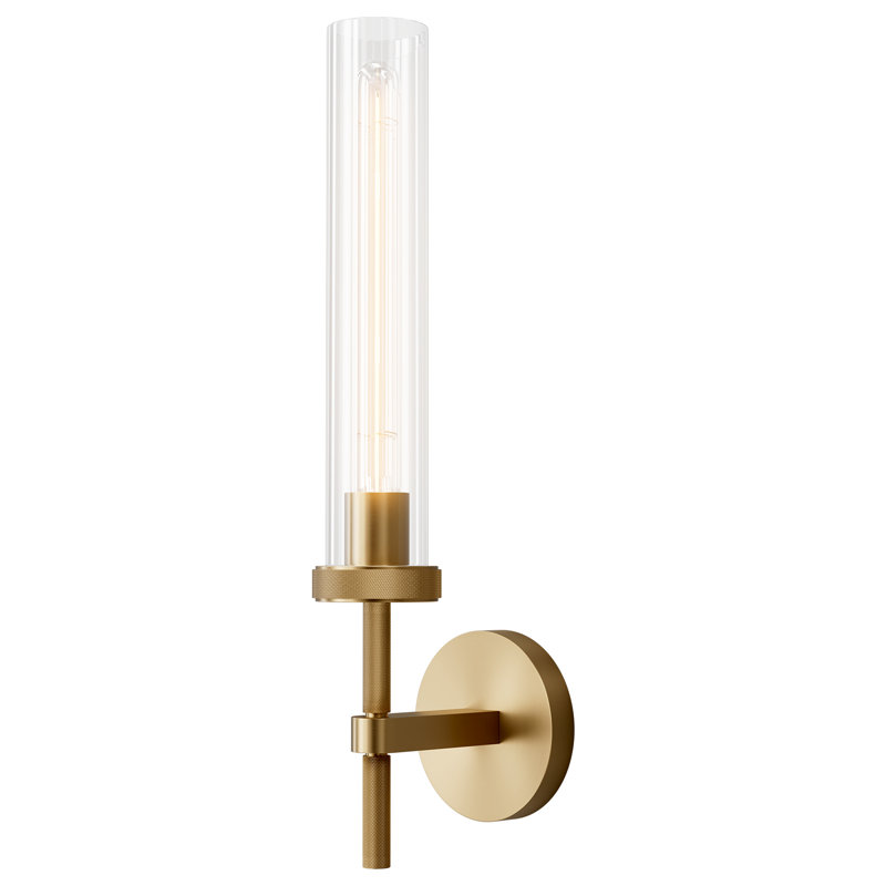 Twining 1- Light Dimmable Luxury Flush Mounted Sconces Gold Wall Sconces(Bulb Included), Brass, 19.5" H × 4.72" W × 4.72" D