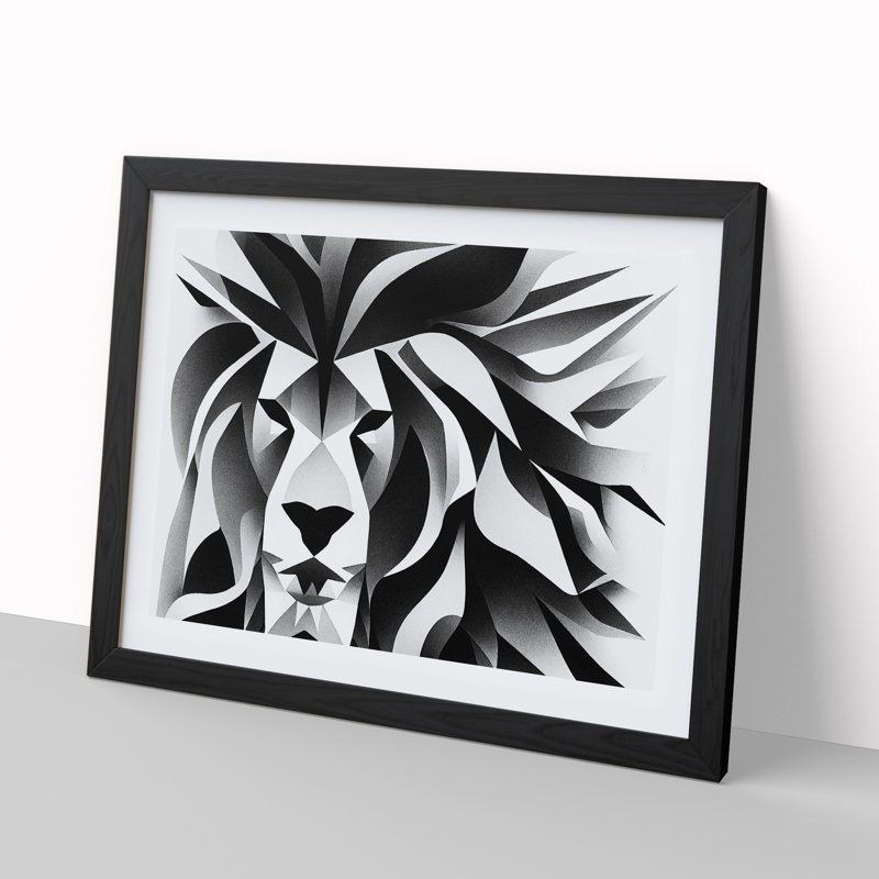 Abstract Lion - Framed Print, Black, 25cm H x 34cm W x 2cm D