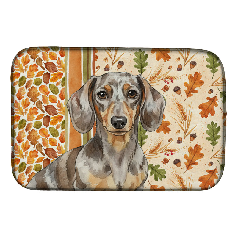 Dapple Dachshund Heirloom Fall Dish Drying Mat