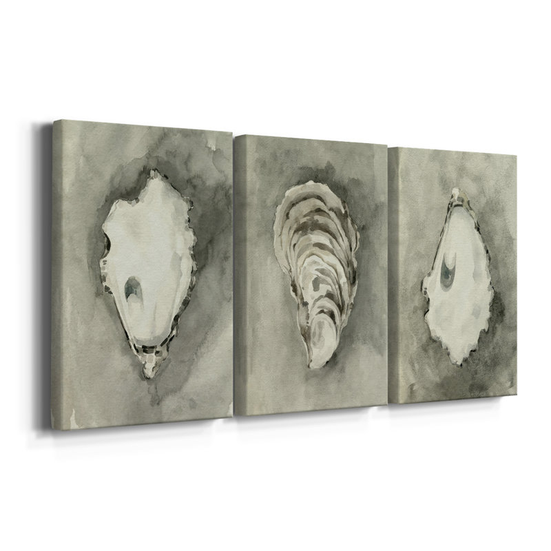 Coquille d'huître neutre I - toile tendue sur mesure - 3 pièces, H 60 po x l 120 po