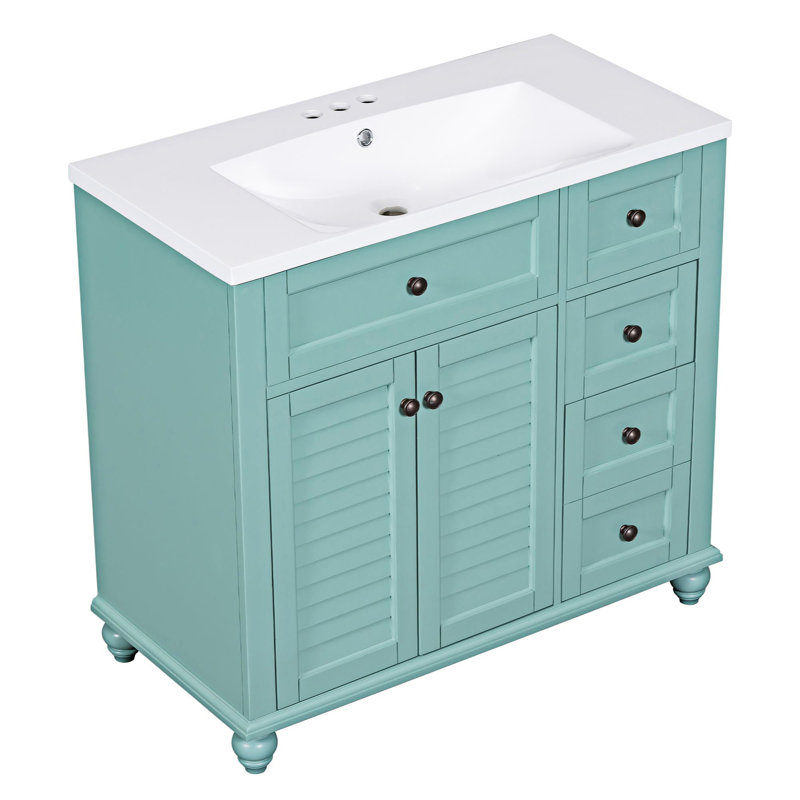 Meuble-lavabo simple avec plateau en résine 35,40 po Destery