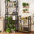 6-Tier Over The Toilet Storage Rack With A Storage Cart, Farmhouse Space Saver Bathroom Organizer Shelves Over Toilet, Freestanding Over Toilet Rack With 6 Hooks, Rustic Brown