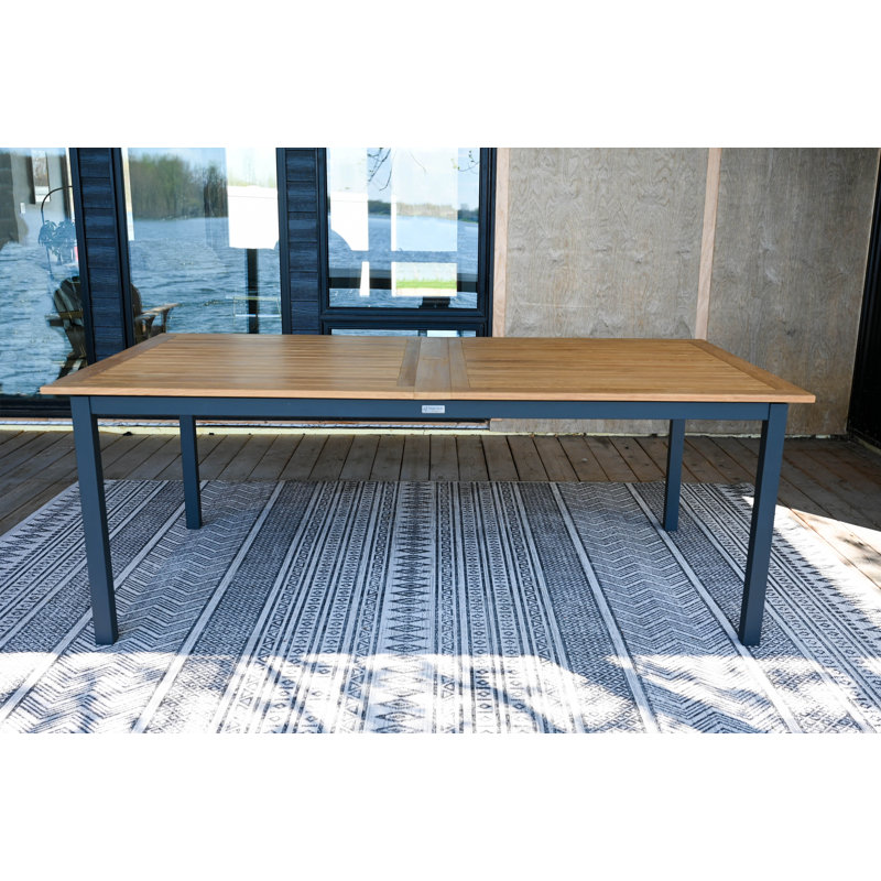 SoHo 115" Teak Aluminum Outdoor Extension Table, White