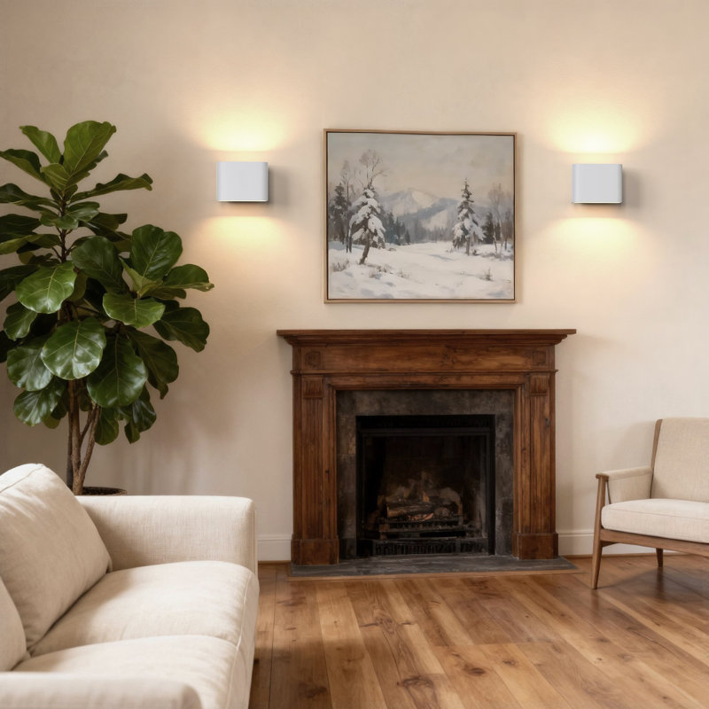 Dimmable Square Wall Sconce Full Mounted Sconce Light Wall Lamp, Matte White