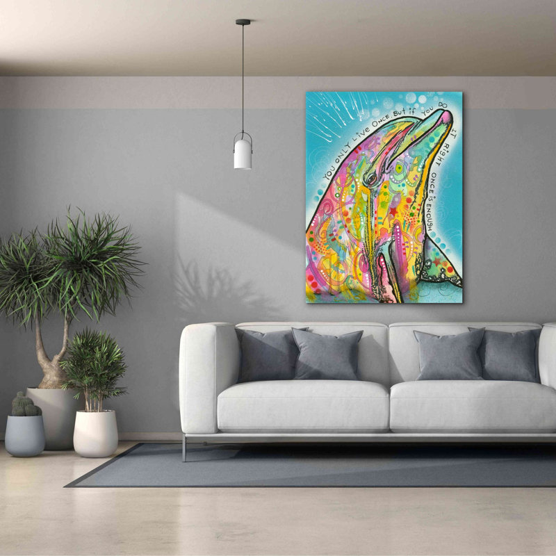 «Dolphin» par Dean Russo, art mural sur toile, H 54 po x l 40 po x P 1,5 po