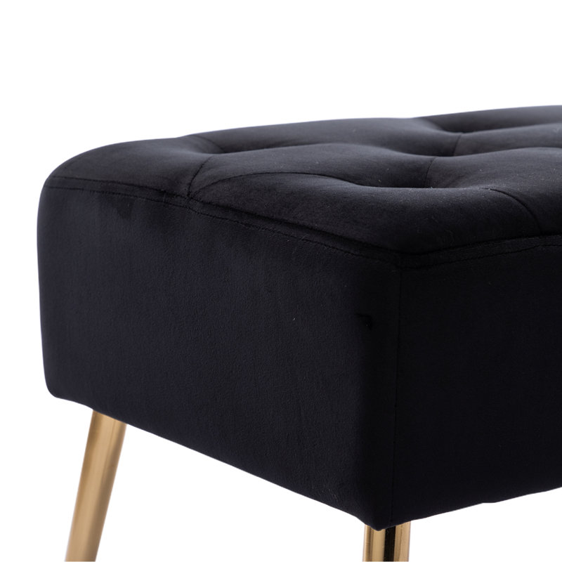 Banc polyvalent en velours capitonné avec pieds en métal doré Aghvarth , Velours noir
