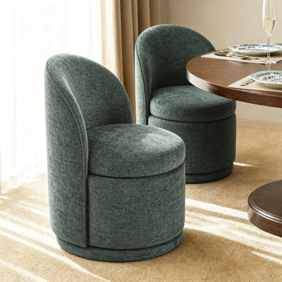 Chaise rembourrée moderne avec dossier incurvé et base ronde