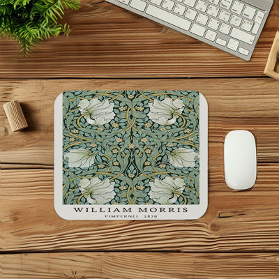 Floral William Morris Pimpernel Flowers Botanical Gaming Cute Office Laptop Desk Pad Gift Mat Square Rectangle Non-Slip Mousepad