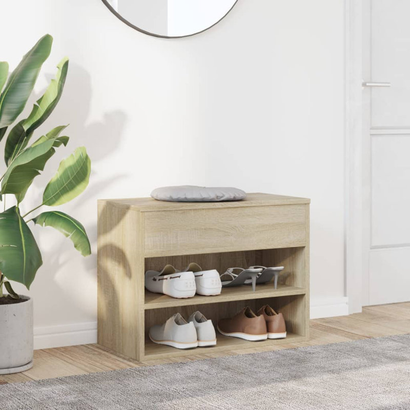 4 Pair Shoe Storage Bench, Sonoma Oak