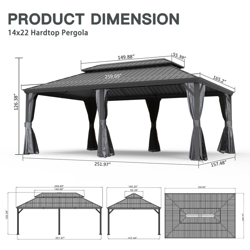 Abri extérieur en métal pour patio