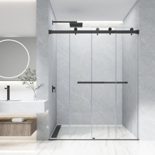 56"-60" W X 76" H Double Sliding Frameless Shower Door With 5/16" Clear Tempered Glass