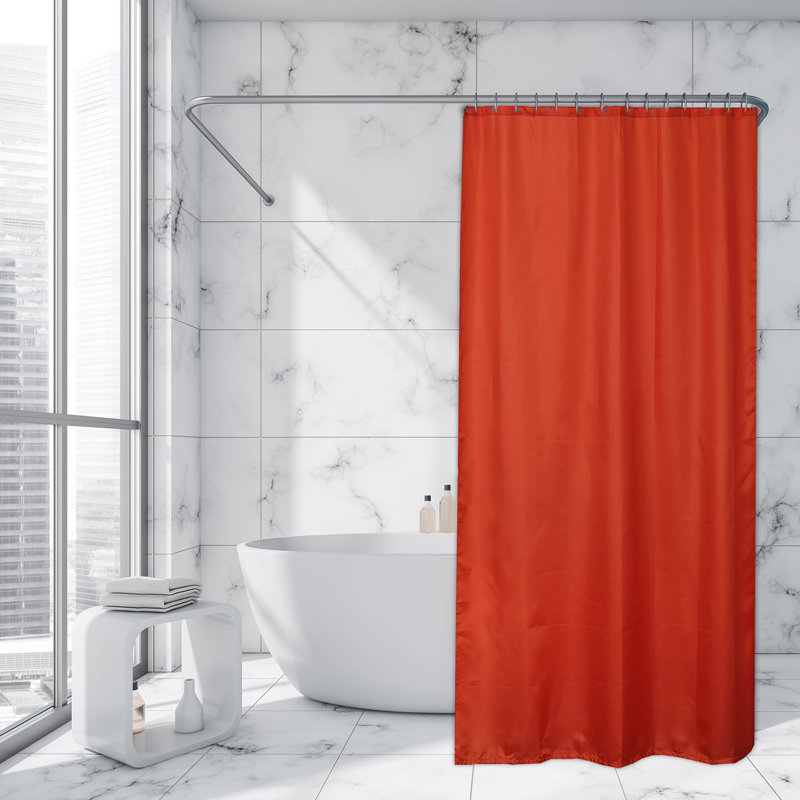 Rideau de douche en polyester de couleur unie avec crochets assortis, Orange