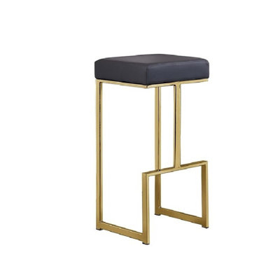 Luxury Faux Leather Bar Stool Set with Gold Plated Frame