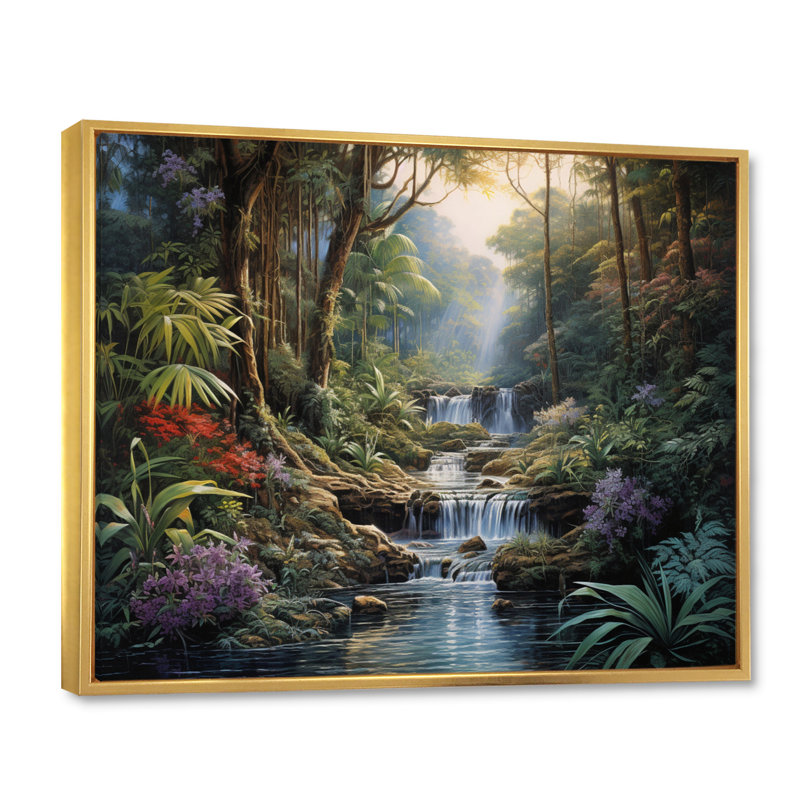 Asian Art Natures Rhyth II - reproduction d'art, H 12 po x l 20 po x P 1 po, Cadre flottant doré