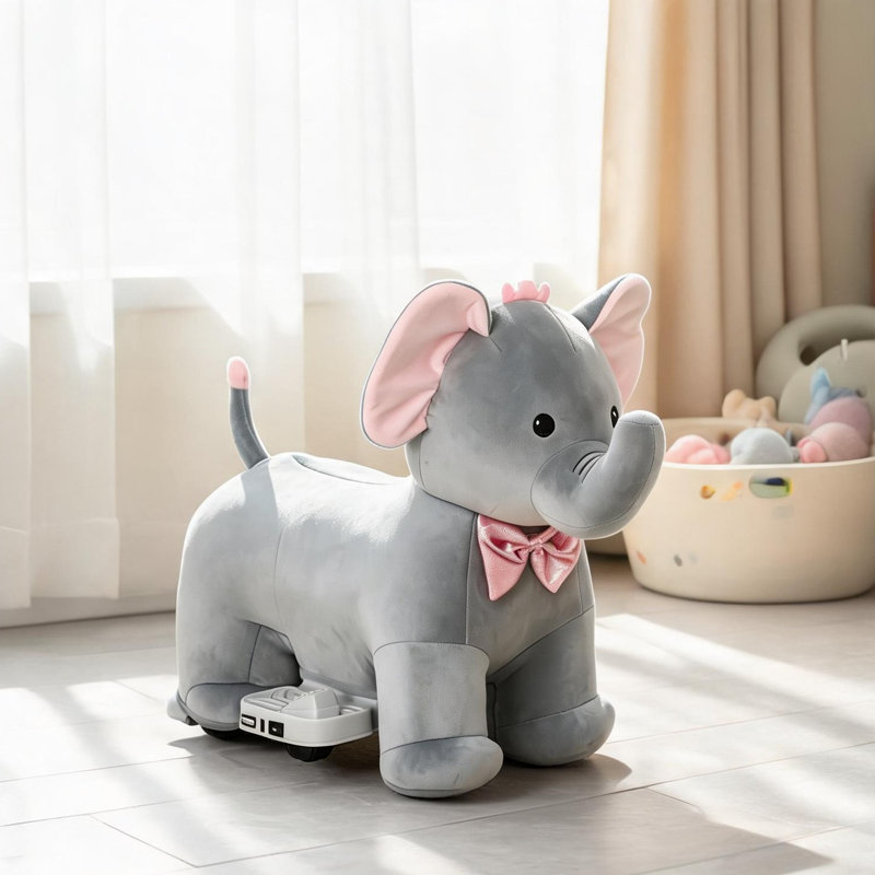 Jouets pour bébé à batterie 6V Ride-On, combinant 29,1 x 13,4 x 20,1 po, polyester gris et PP, et gris