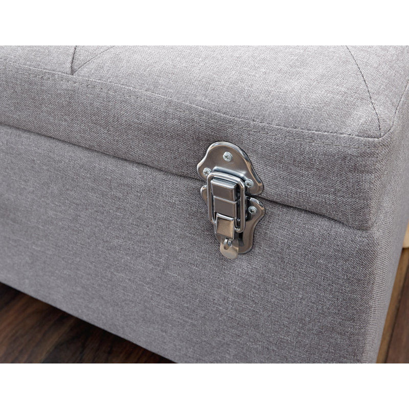 Baucau 90.5cm Wide Tufted Rectangle Solid Colour Ottoman with Storage, Grey