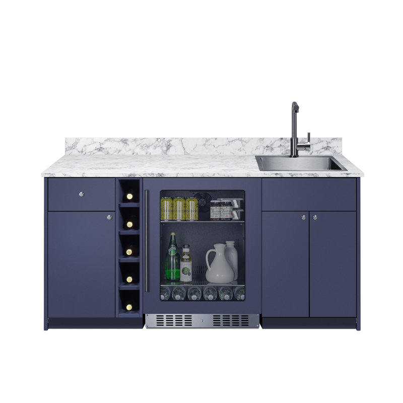 Summit Appliance Oasis Turnkey Wet Bar with Beverage Center, Sink, and Storage, ADA Height, Blue