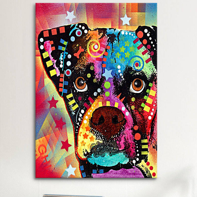 Boxer cubismgraphic art sur toile, H 18 po x l 12 po x P 1,5 po, Toile tendue