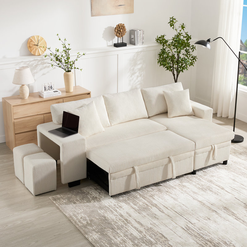 Sofa, Beige Corduroy, Beige