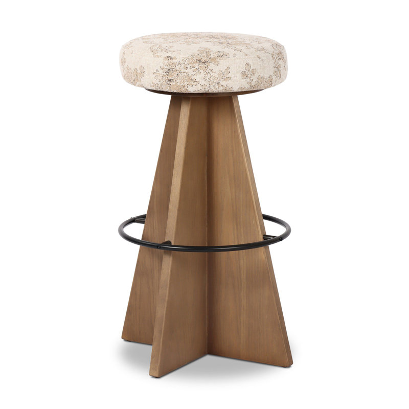 Damon Swivel Stool-Sapphire Khaki-Counter, Bar Stool (31" Seat Height), Fallingbrook Natural Floral, Brown
