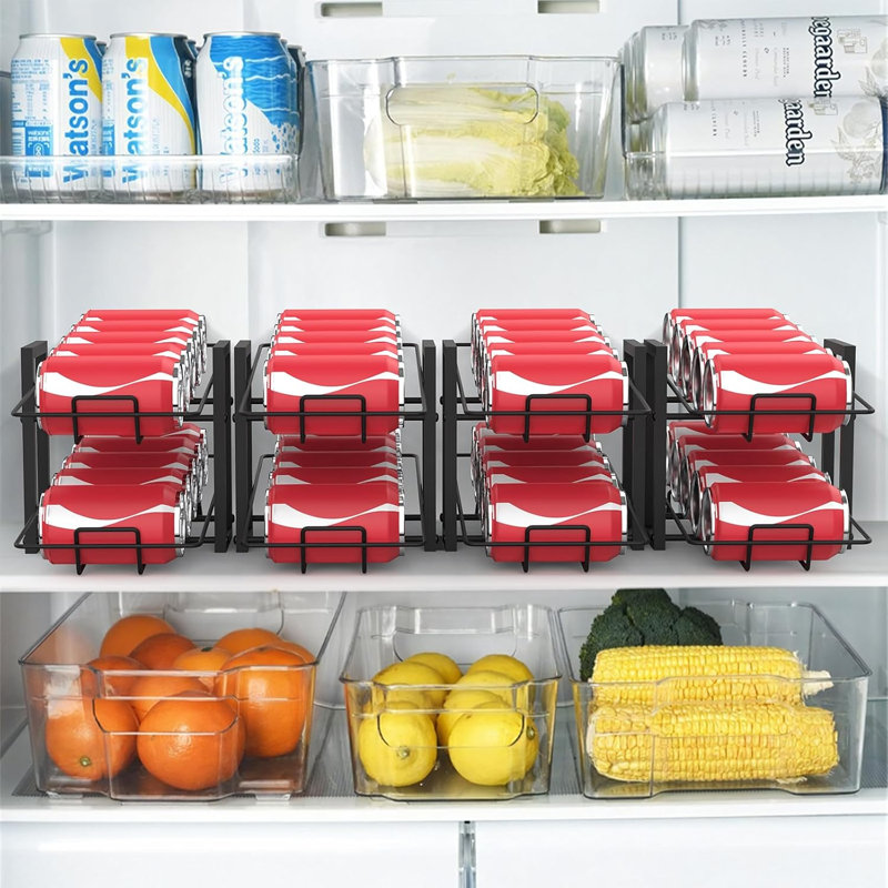 Ensemble de 4 boîtes de rangement, 2 compartiments de rangement pour aliments en conserve pouvant contenir jusqu'à 40, organisateur de boîte de rangement pour armoire garde-manger