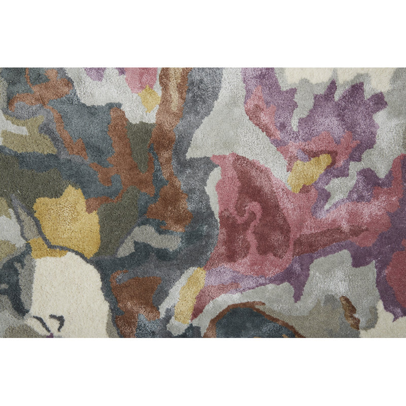 Dafney Transitional Floral & Botanical, Purple/Pink/Green Area Rug, Rectangle 10' x 14'