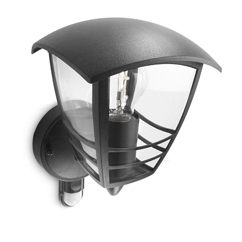 Philips LED Creek Outdoor Wall Lantern with PIR 60W, Black