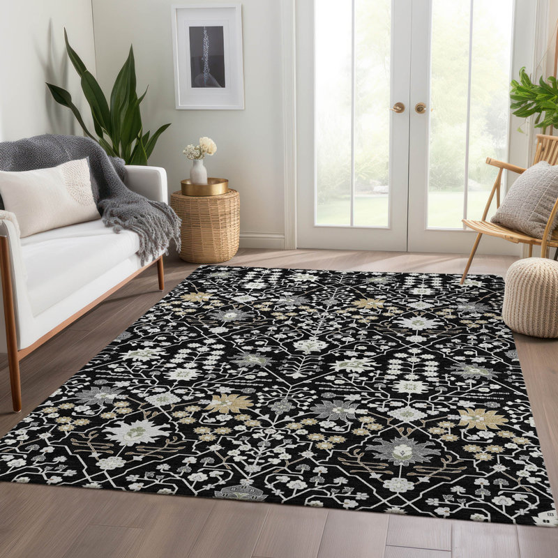 Tapis oriental Guada AMF1009 lavable à la machine de qualité supérieure, Rectangle 5 pi x 7 pi 6 po