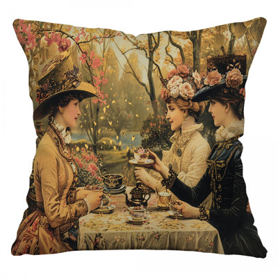 Tea Party Throw Pillow, Victorian Cotton Twill Pillows