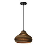100-watt 1-light Matte Black Modern Nordic Style Pendant Light With Natural Brown Origami Paper Shade