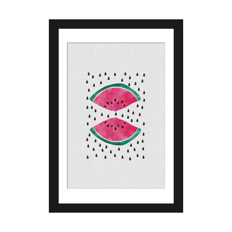 « pastèque slice », impression sur toile, H 32 po x l 24 po x P 1 po, Papier d'art encadré noir, Blanc