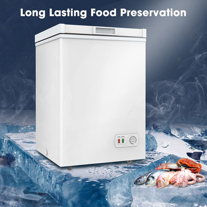LifePlus Chest Freezer, Compact Deep Freezer 7 Adjustable Temperature with Removable Basket, Top Open Door Freezer Upright for Apartment Home