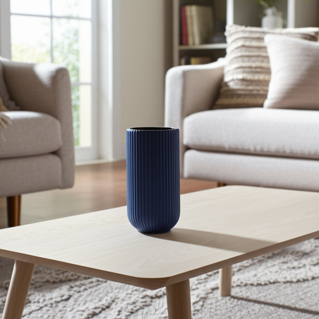 Zed Ceramic Table Vase, 9" H x 5" W x 5" D, Navy Blue