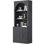 Bibliothèque cannelée avec tablettes ouvertes et armoire de rangement 77,6 po H