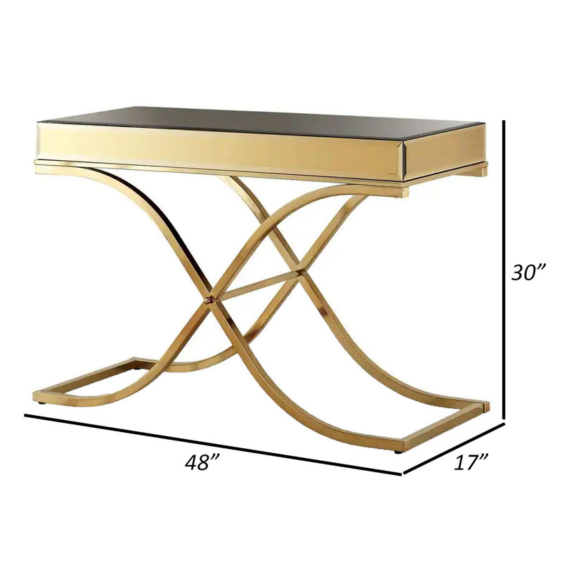 Detavion 17'' Glass Top Console Table, Gold