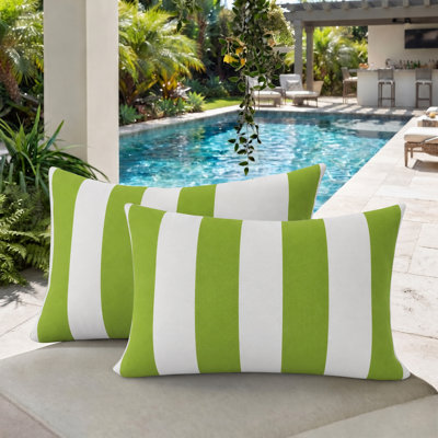 Set of 4 Outdoor Lumbar Throw Pillows with Inserts, 12" x 20" Water-Repellent and Fade-Resistant Decorative Pillows with Zipper for Patio, Porch, Balcony, and Sofa
