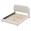 Lit plateforme tapissier avec tissu épais, structure solide et design courbé élégant-114399566-114399567