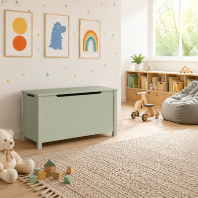 Sage Wooden Kids Toy Box with Safety Hinged Lid, 2.7 Cu Ft Storage Chest for Ages 2+