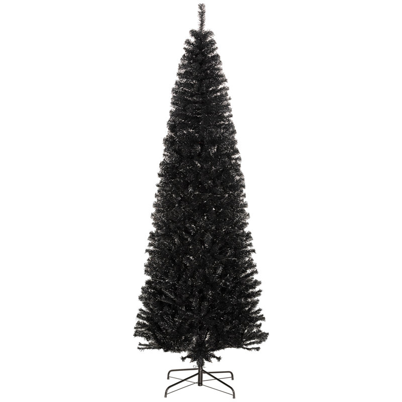 Arbre de Noël 8 pi, sapin de Noël artificiel non éclairé avec branches réalistes, sapin de Noël avec 1168 pointes, noir