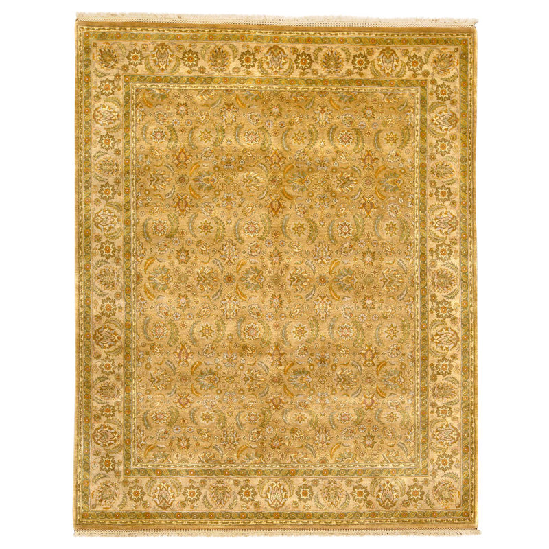 Tapis taupe et ivoire noué à la main de haute qualité